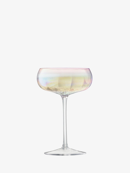 Iridescent glass coupe on a white background
