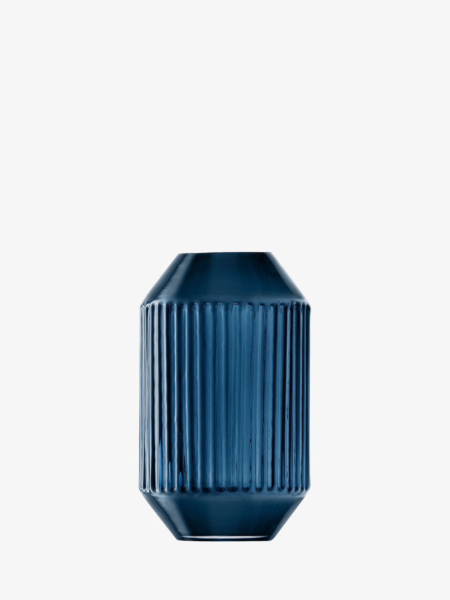 Blue textured vase on a white background