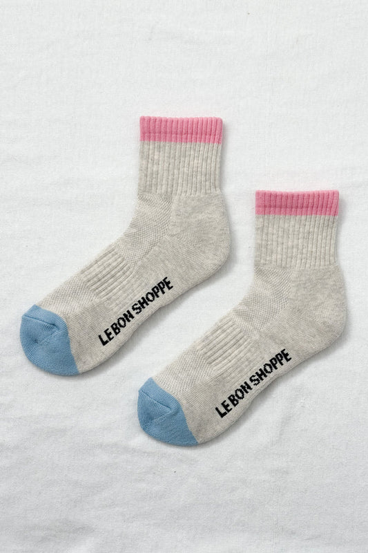Le Bon Shoppe Girlfriend Socks in Grey Pink and blue colours 