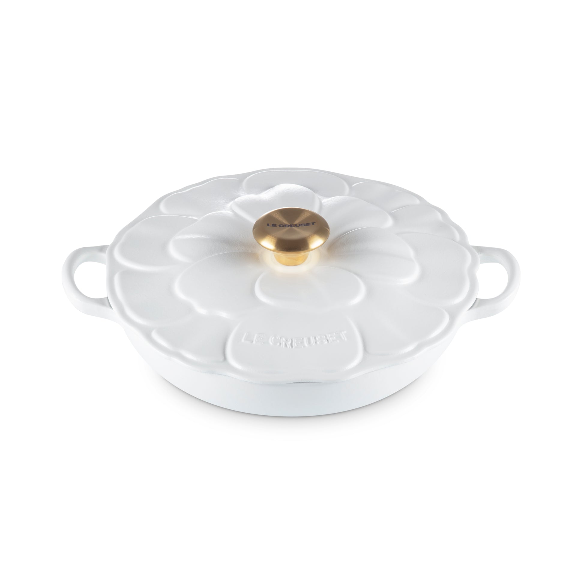 Le Creuset Cast Iron Petal Shallow Casserole 26cm in  Cotton White colour