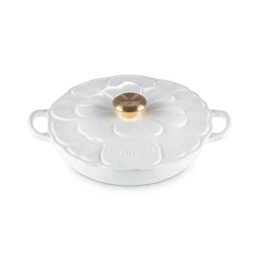Le Creuset Cast Iron Petal Shallow Casserole 26cm in  Cotton White colour