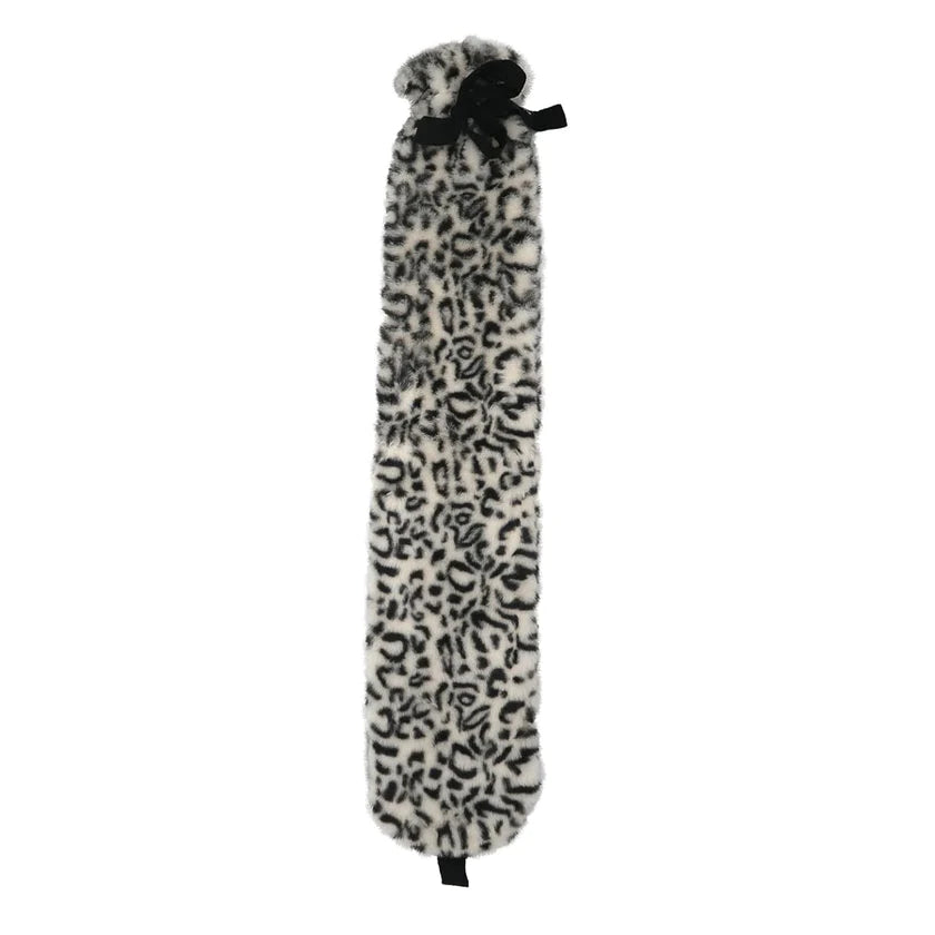 Faux Fur Long Hot Water Bottle in Snow Leopard pattern