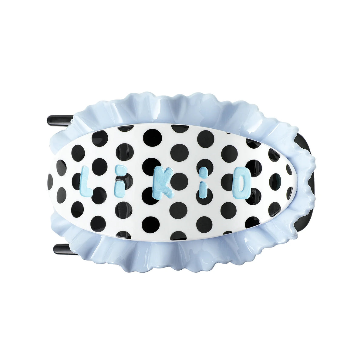 Likio 3D Lace Icing Shell Flat Claw in Cream Polka Dot pattern and colours on a white background 