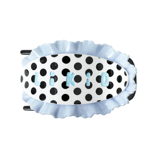 Likio 3D Lace Icing Shell Flat Claw in Cream Polka Dot pattern and colours on a white background 