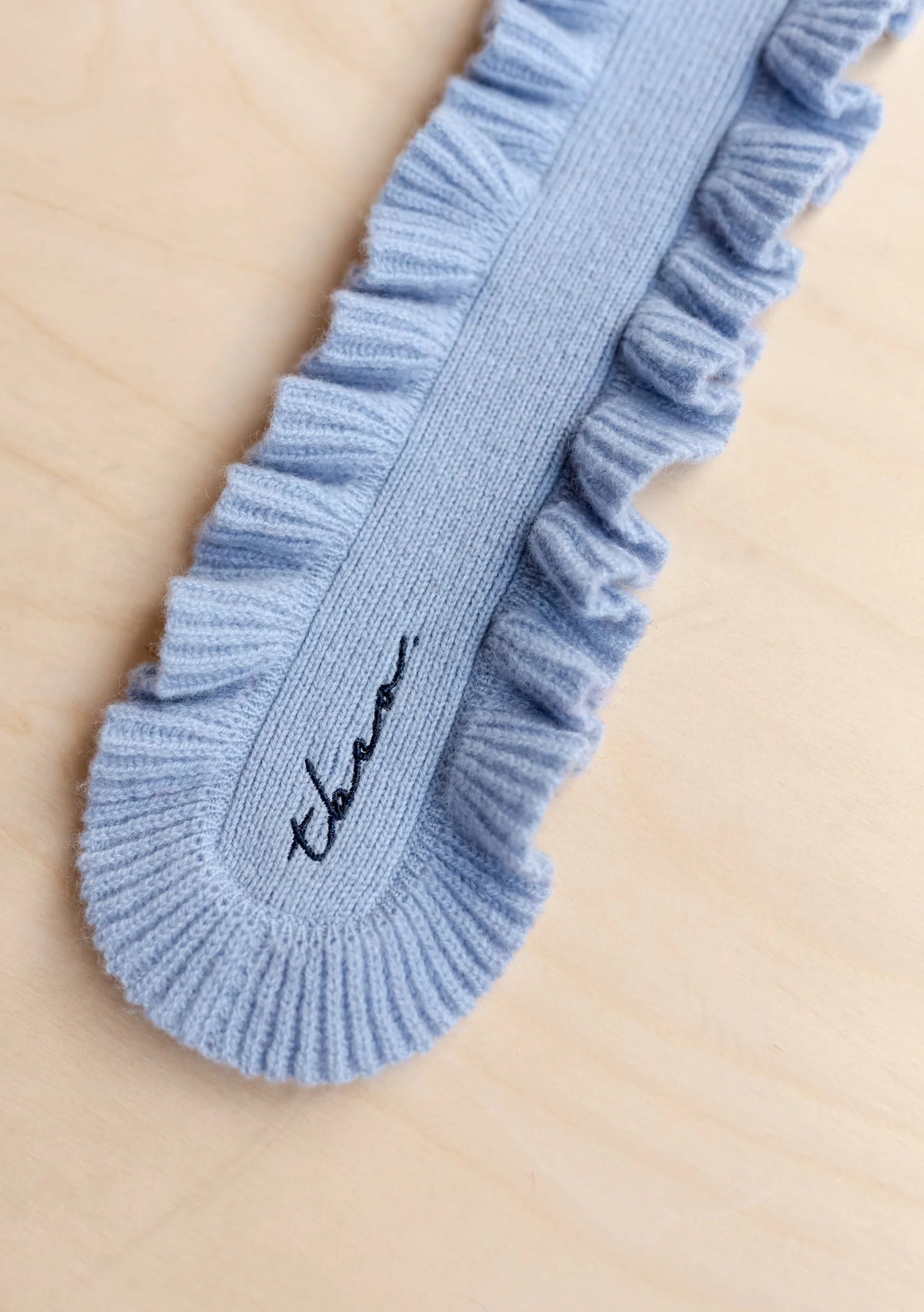 TBCo Merino Wool Skinny Scarf - Blue Ruffle