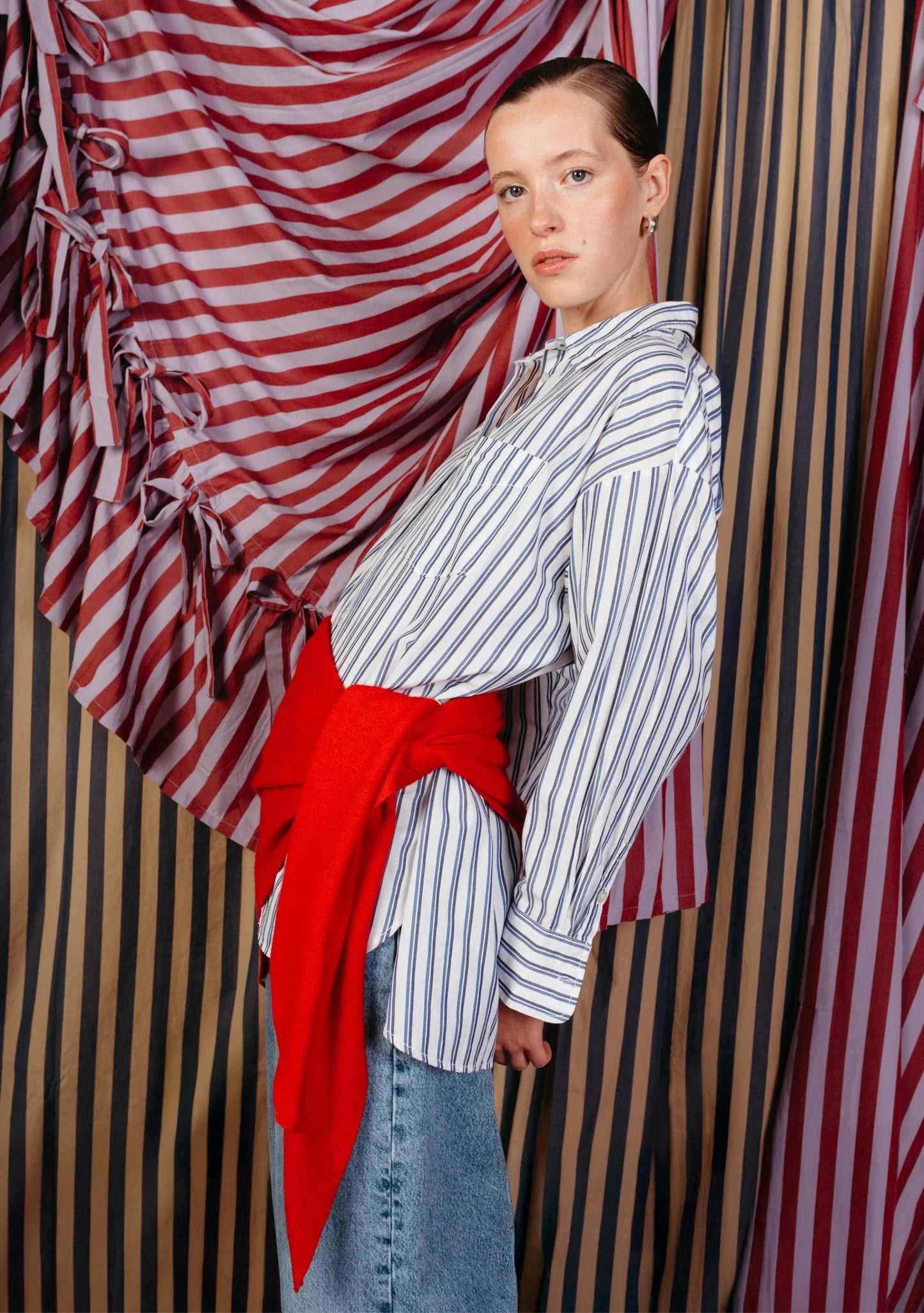 TBCo Large Merino Triangle Scarf in Red