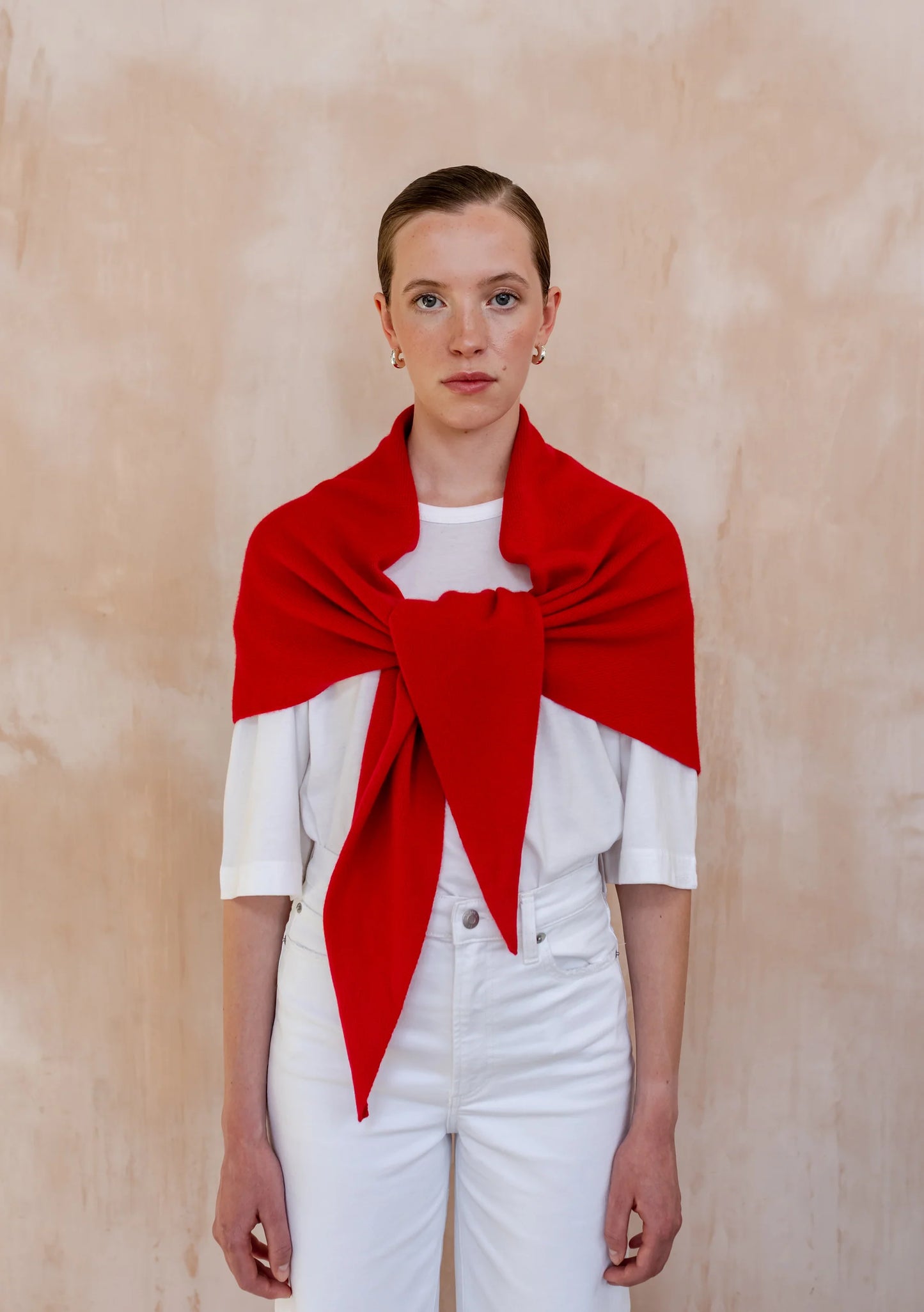 TBCo Large Merino Triangle Scarf in Red