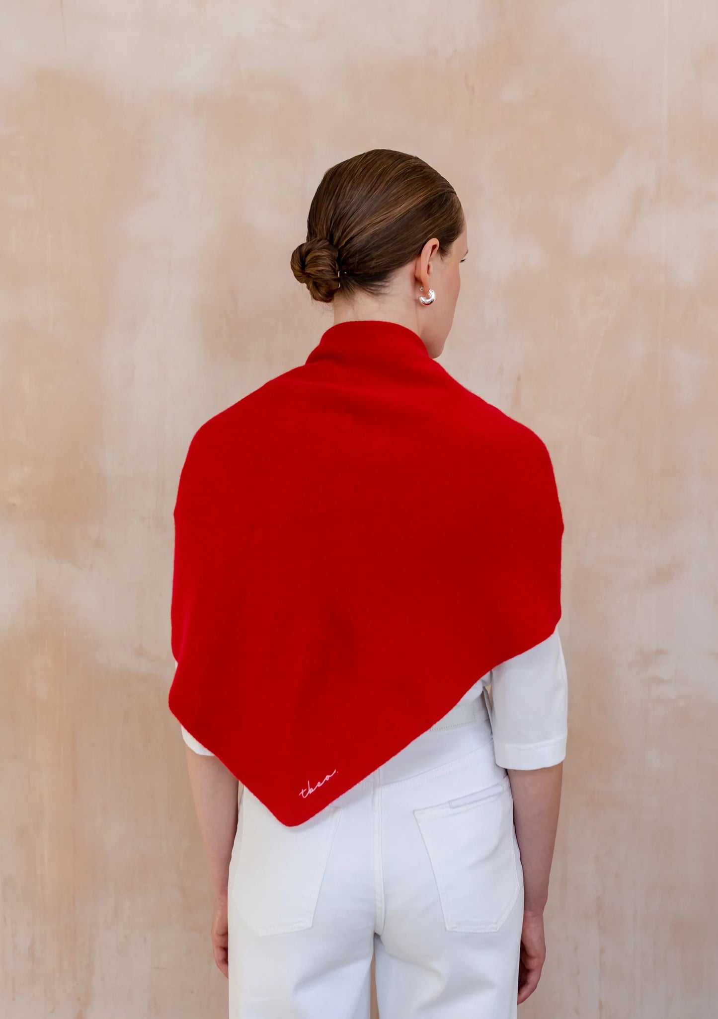 TBCo Large Merino Triangle Scarf in Red