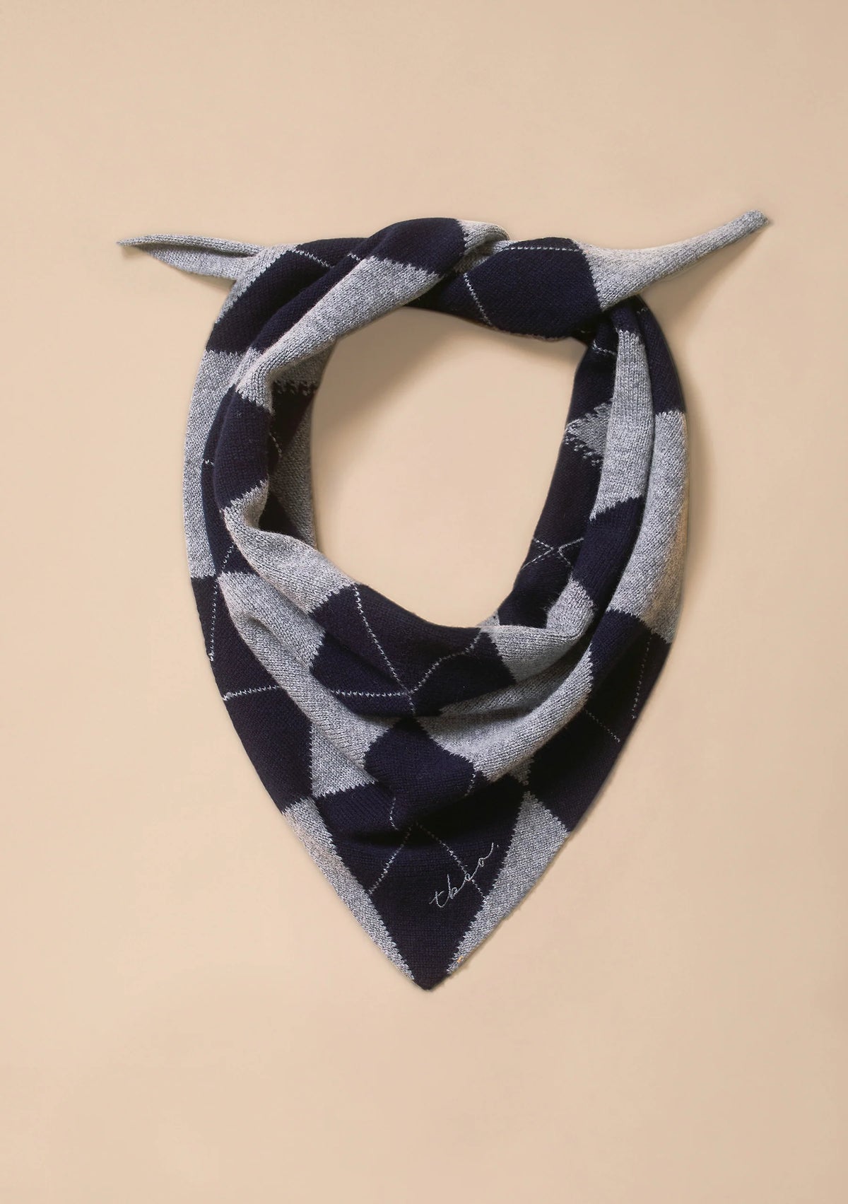 TBCo Merino Wool Triangle Scarf - Navy Argyle