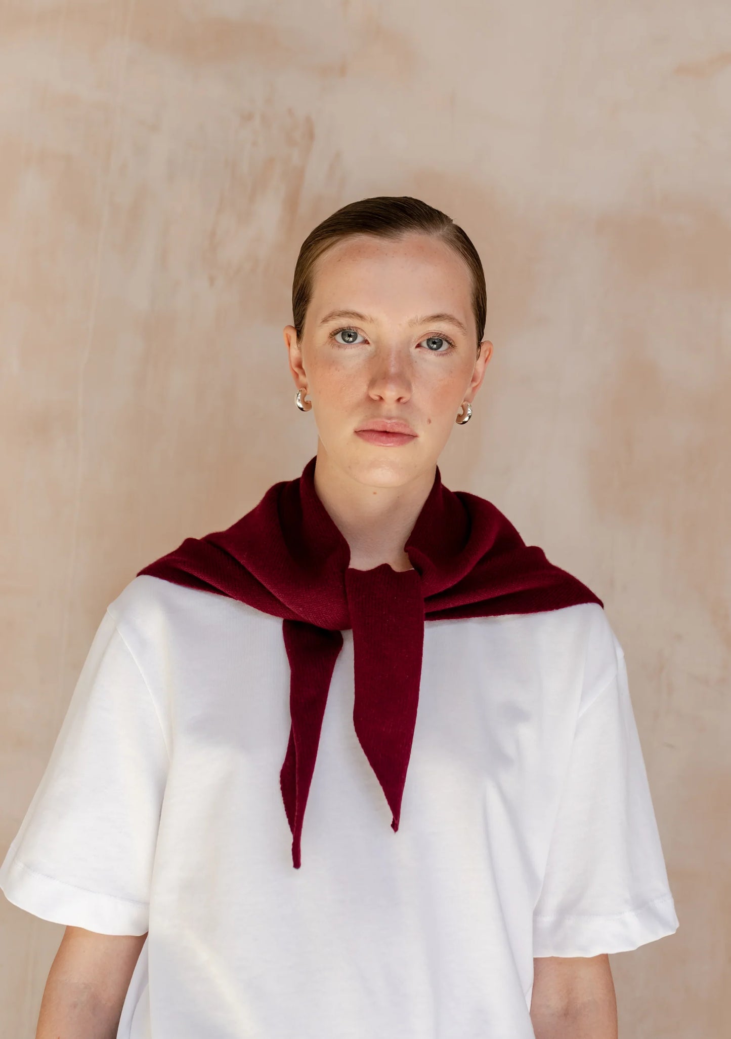 Merino Wool Triangle Scarf - Burgundy