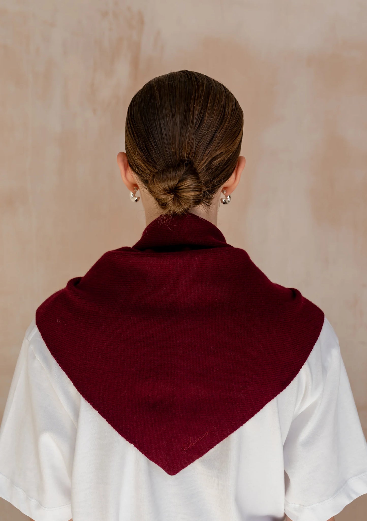 Merino Wool Triangle Scarf - Burgundy