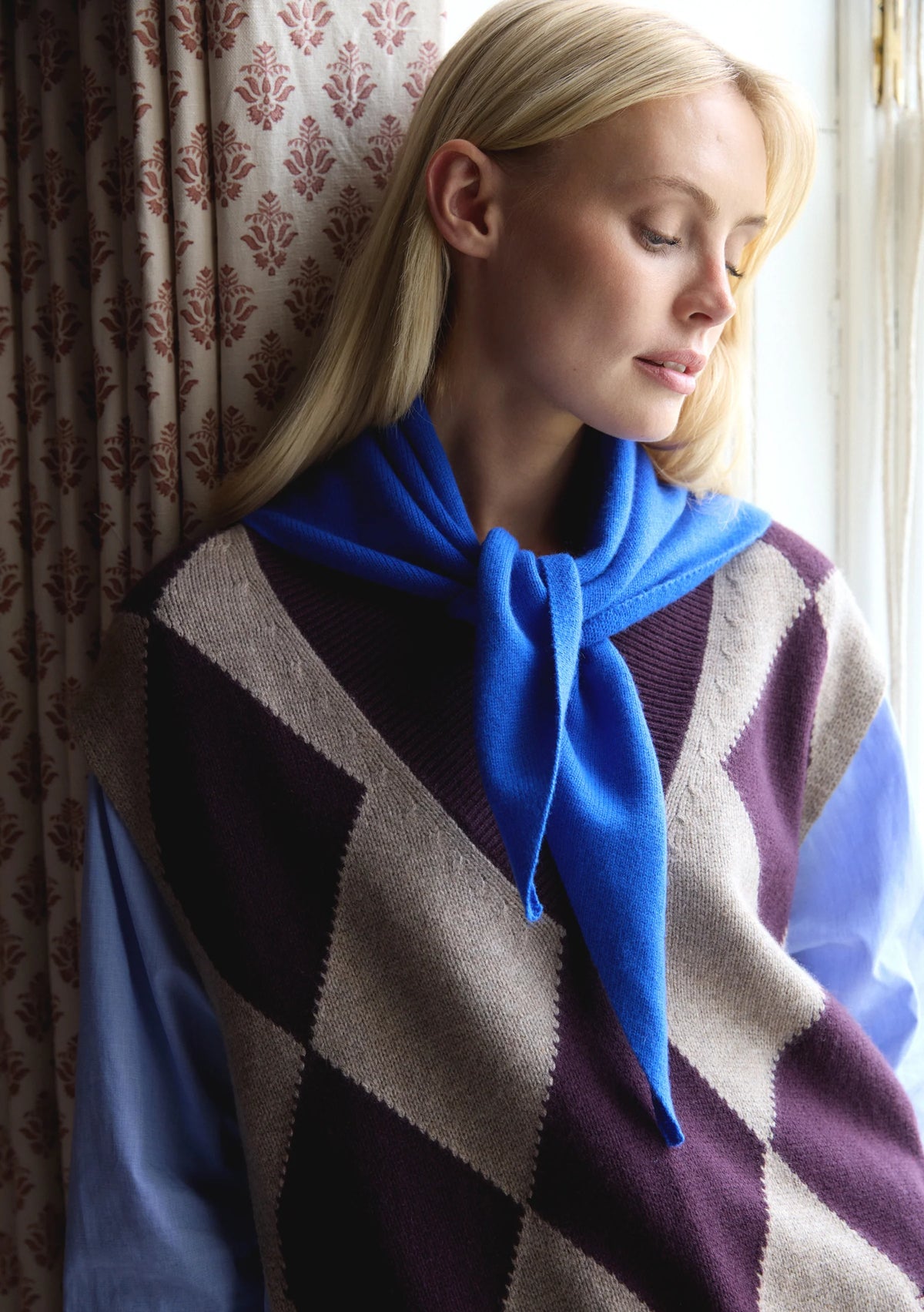 TBCo Merino Wool Triangle Scarf - Cobalt Blue