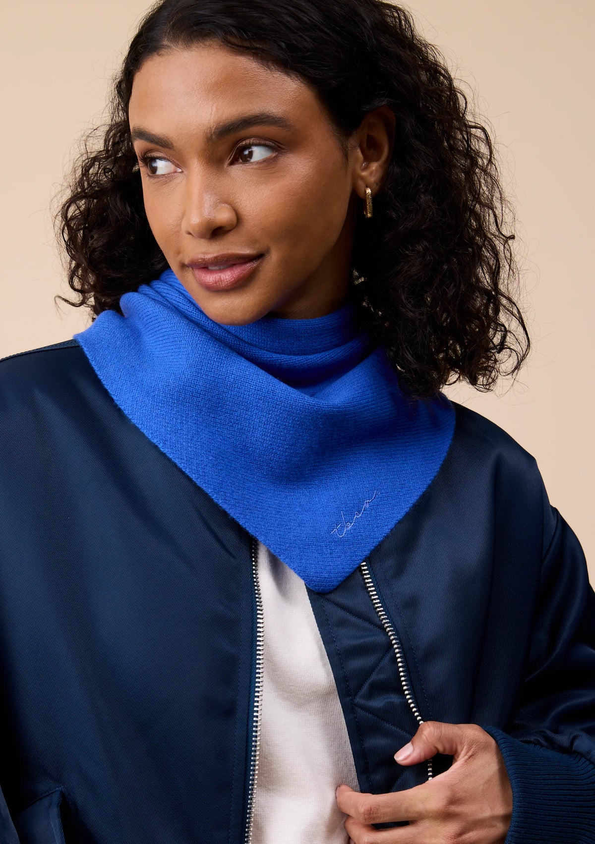 TBCo Merino Wool Triangle Scarf - Cobalt Blue