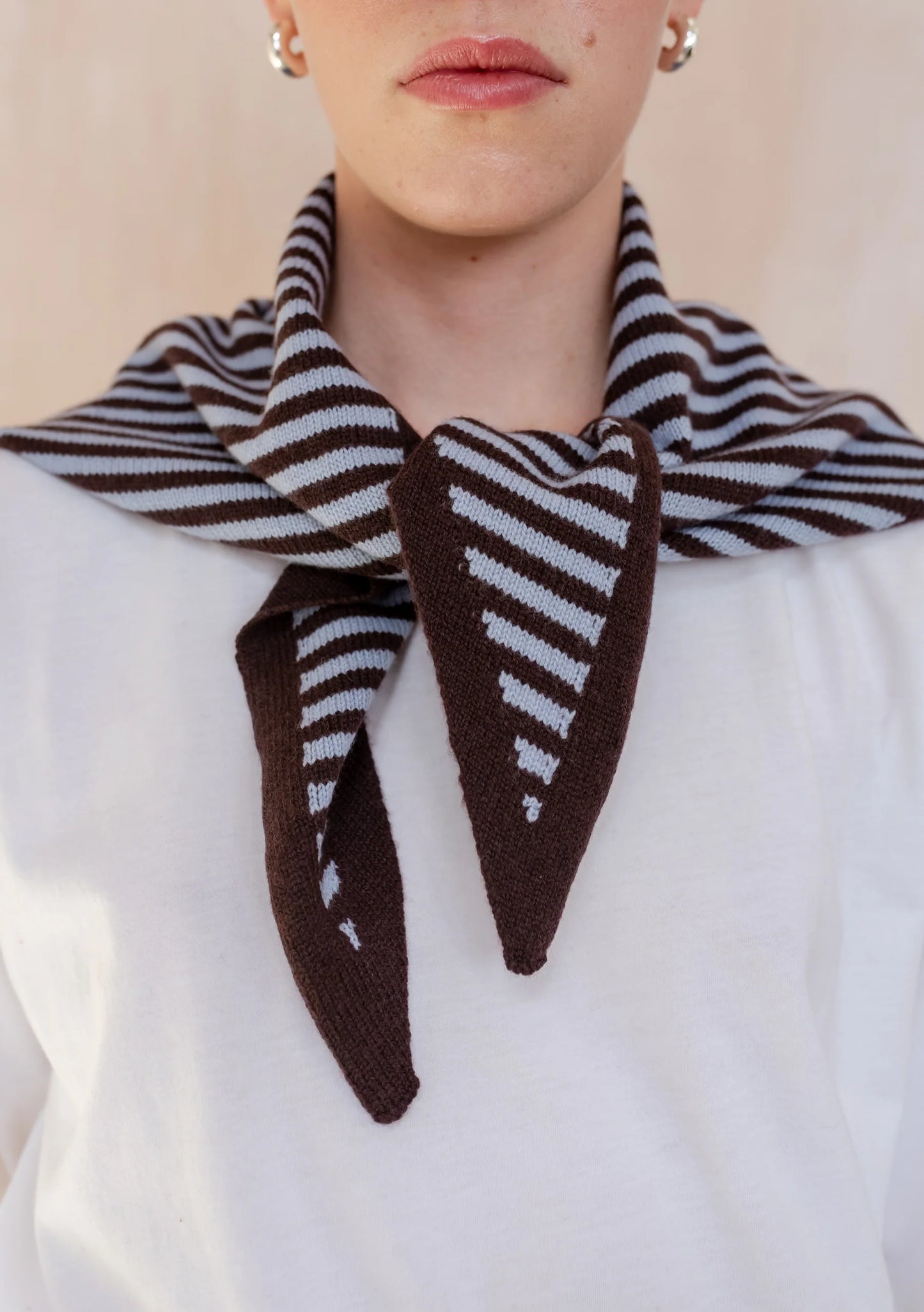 TBCO Merino Wool Scarf - Blue and Brown Stripe
