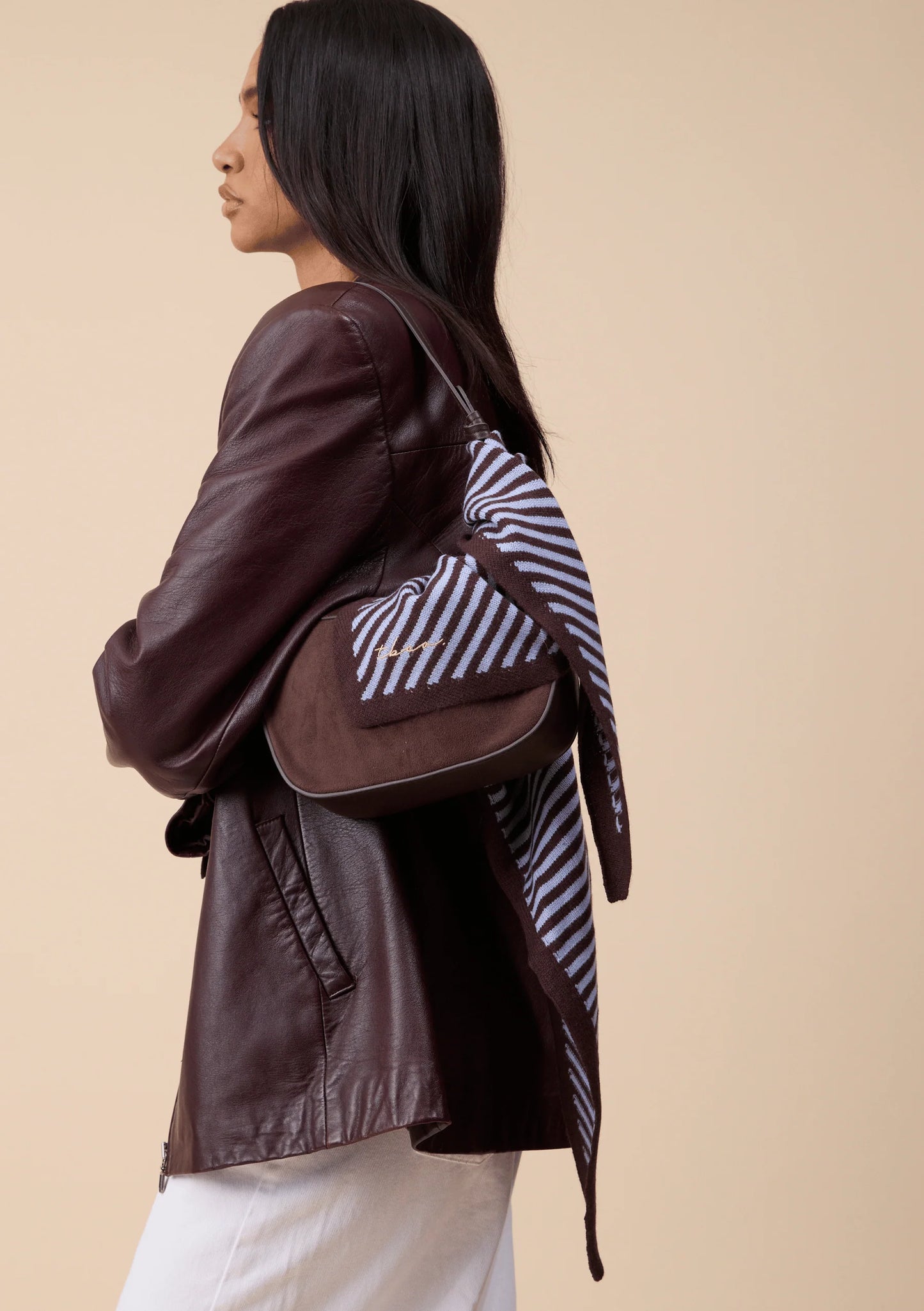 TBCO Merino Wool Scarf - Blue and Brown Stripe