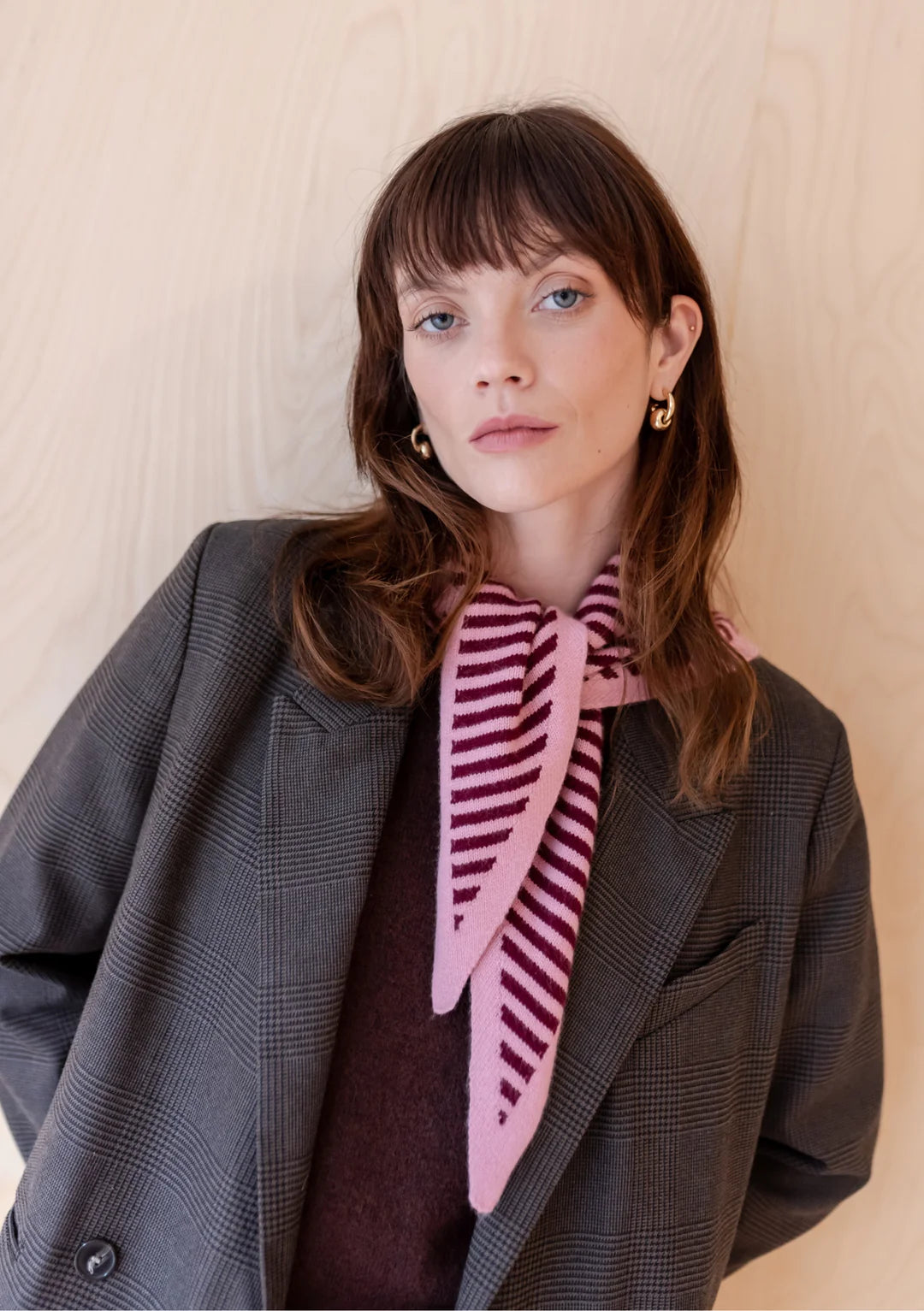 TBCo Merino Triangle Scarf - Pink Stripe