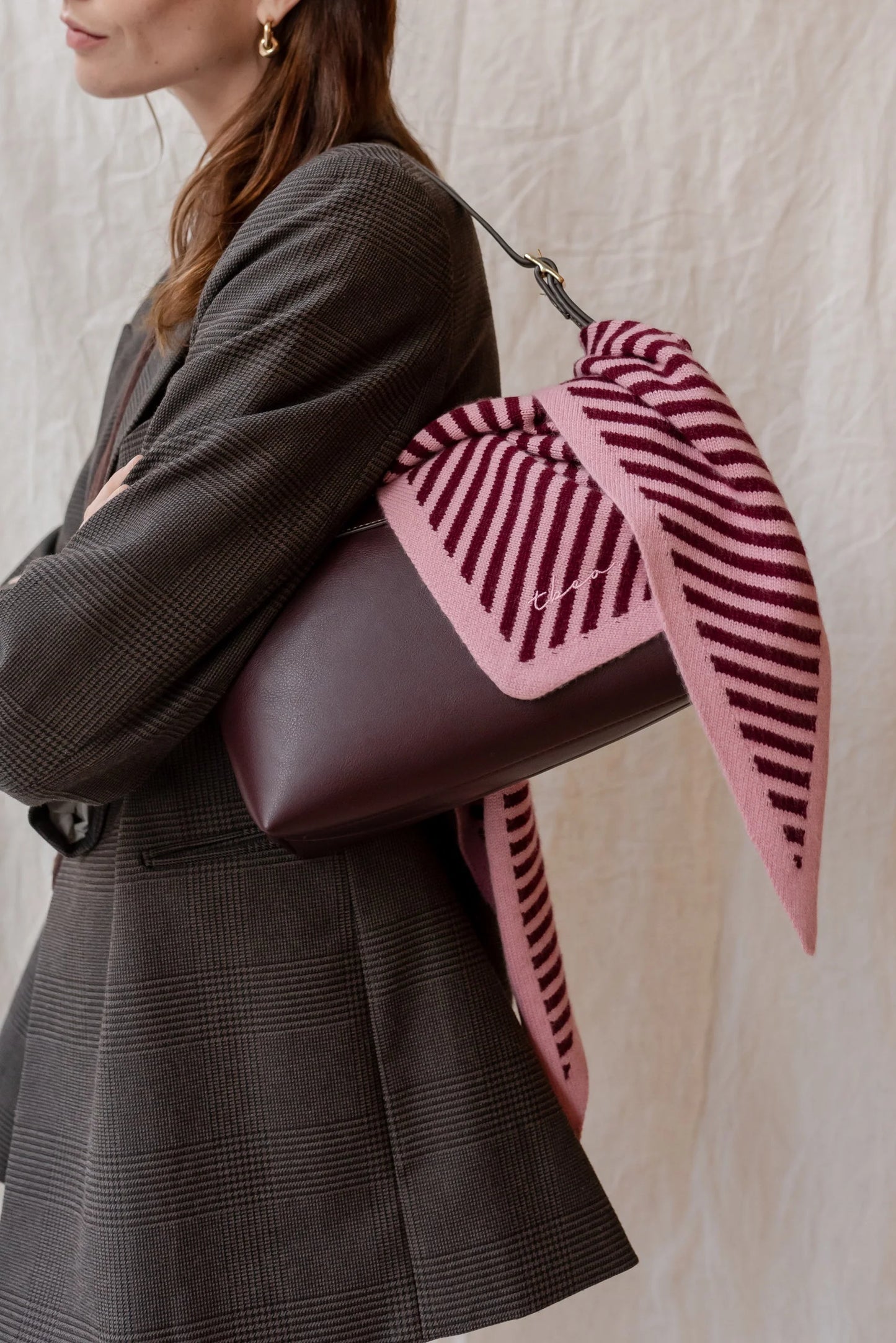 TBCo Merino Triangle Scarf - Pink Stripe