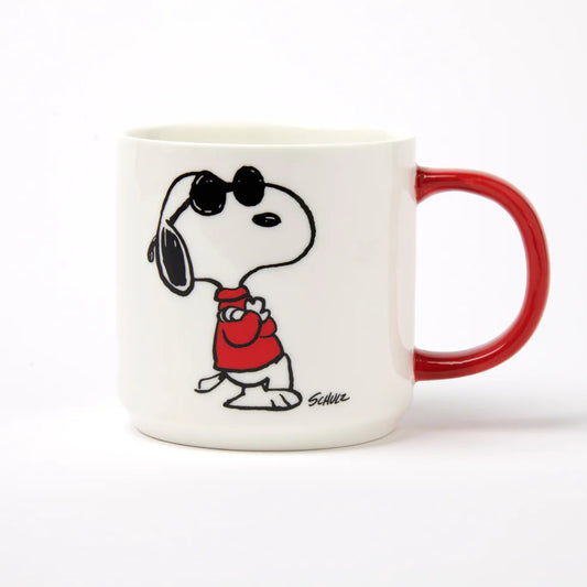 Mug with a cartoon character design on a white background