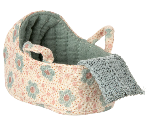 Maileg Carry Cot for Baby Mouse Blue