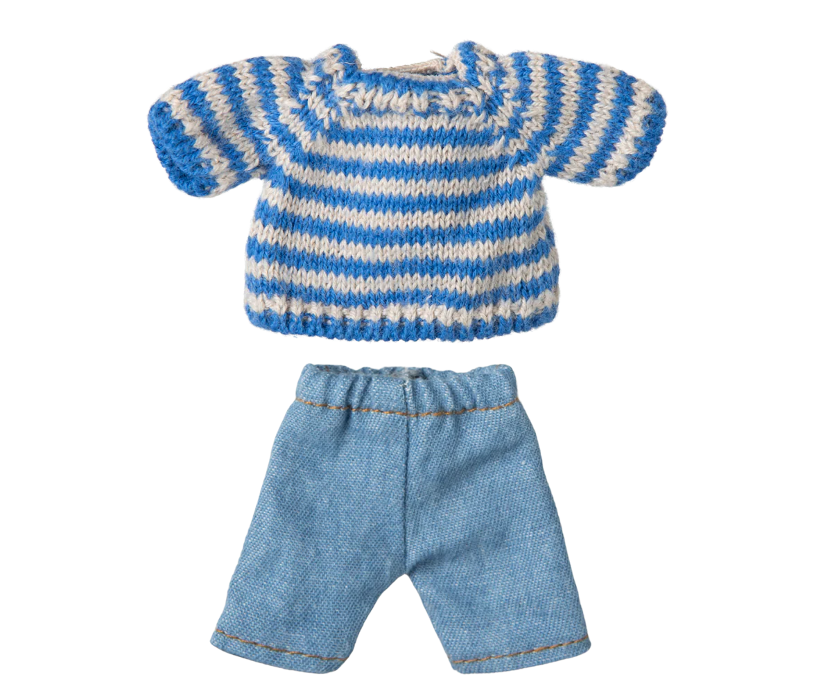 Maileg Knitted Sweater and Pants for Big Brother Mouse