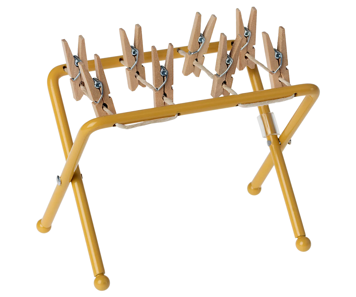 Maileg Mouse Drying Rack dollhouse accessory on a white background 