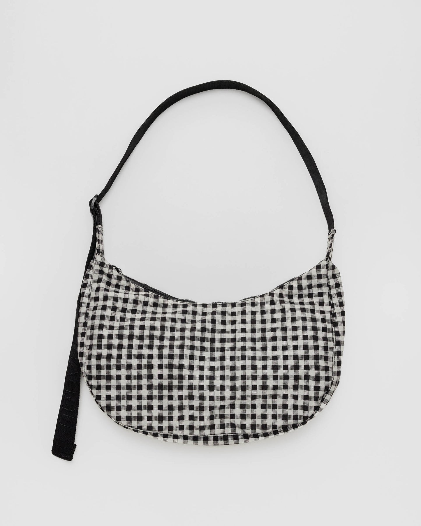 BAGGU medium nulon crescent bag in black and white gingham pattern