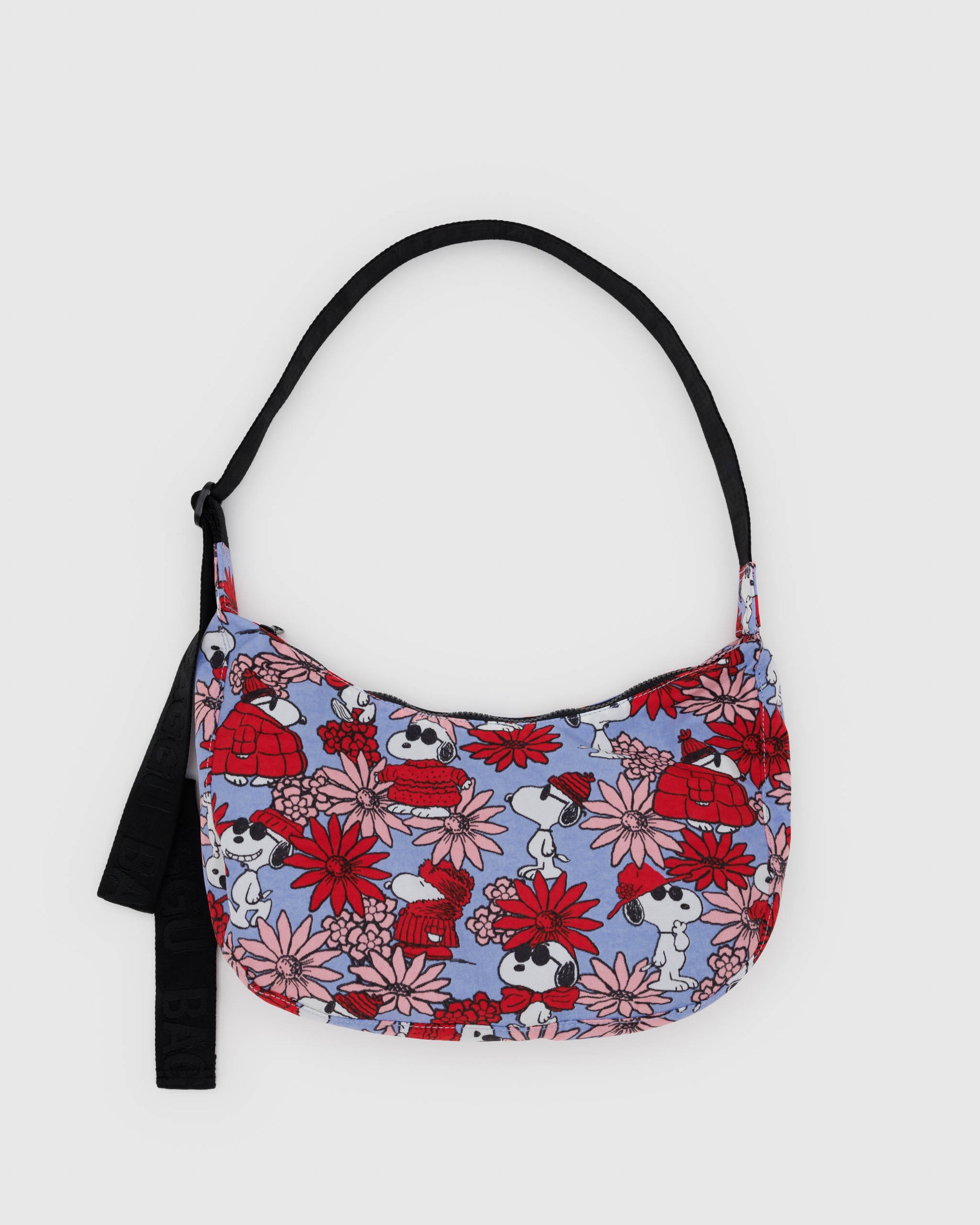 Medium Nylon Crescent Bag in Floral Snoopy pattern