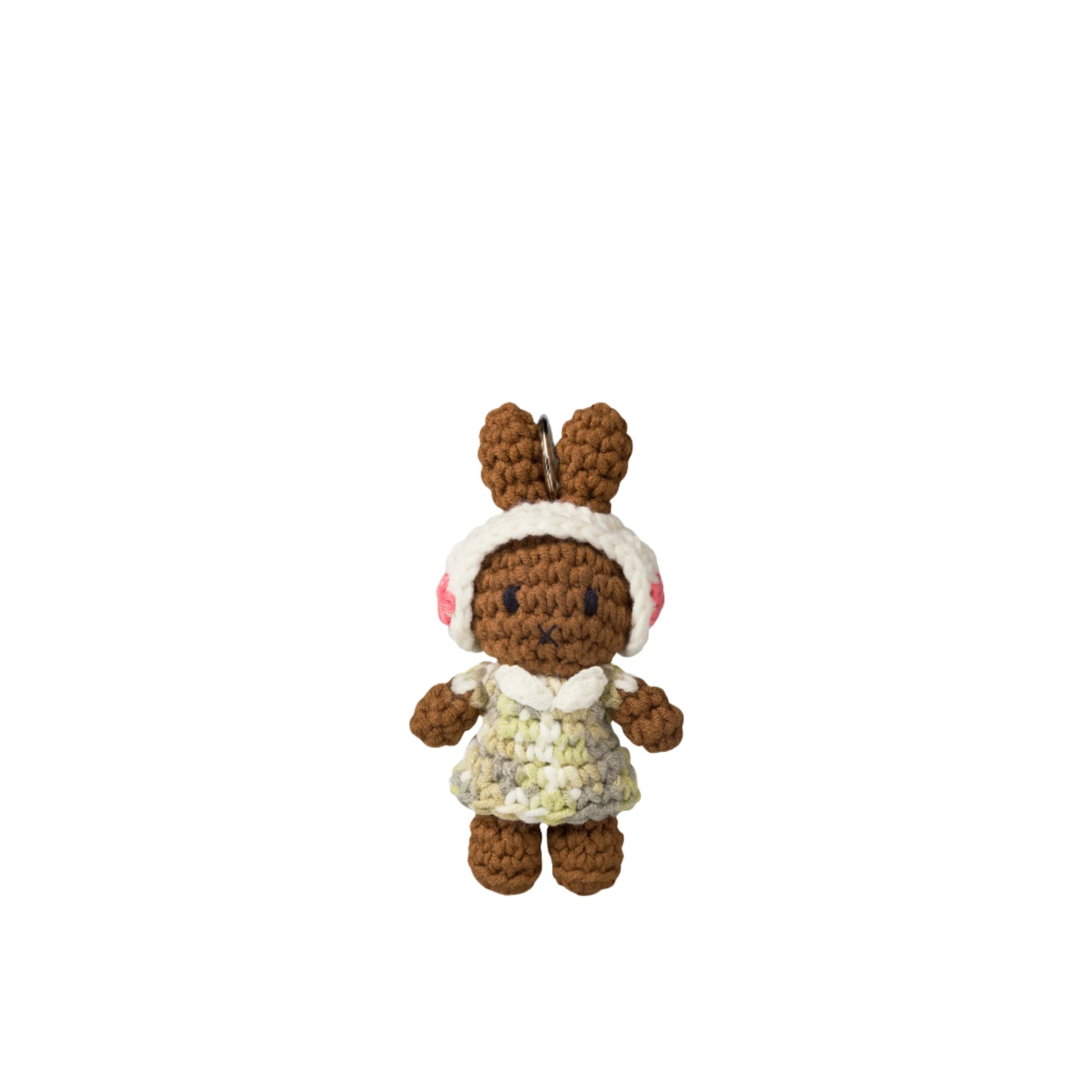 Melanie Bunny crochet key chain in a dress and bonnet