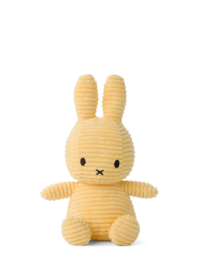 Miffy Corduroy ECO 23cm in Buttercream yellow colour on a white background 