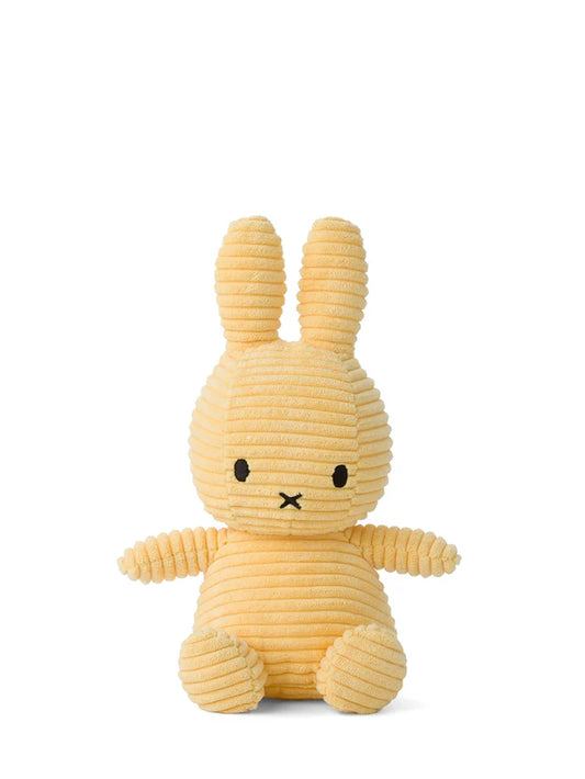 Miffy Corduroy ECO 23cm in Buttercream yellow colour on a white background 
