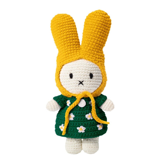 Miffy Handmade Crochet in Her Green Flower Dress & Yellow Hat
