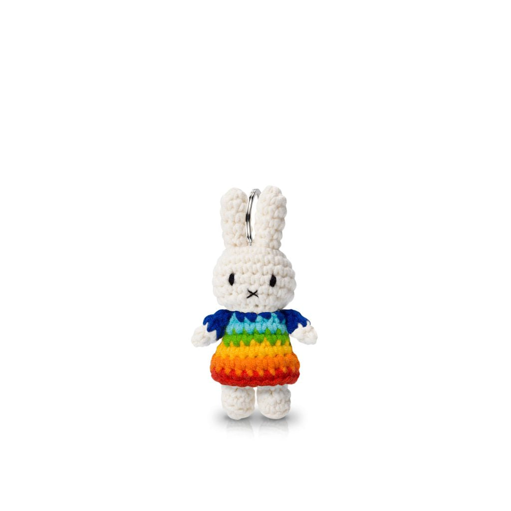 crochet miffy keyring in rainbow dress