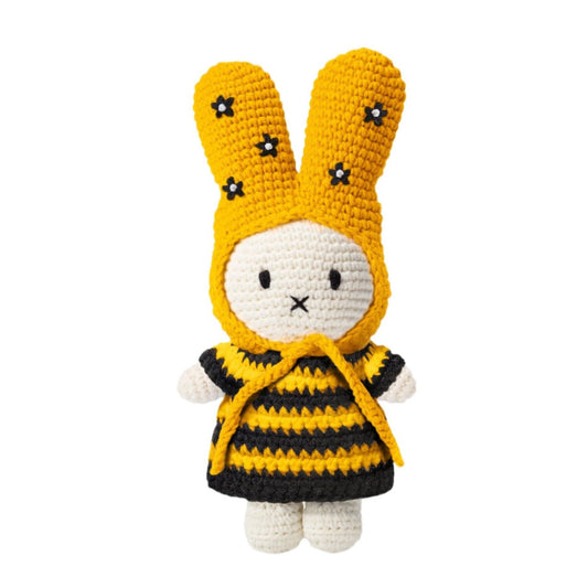 Miffy Handmade Crochet Soft Toy and Her Striped Bee Dress and Flower Hat