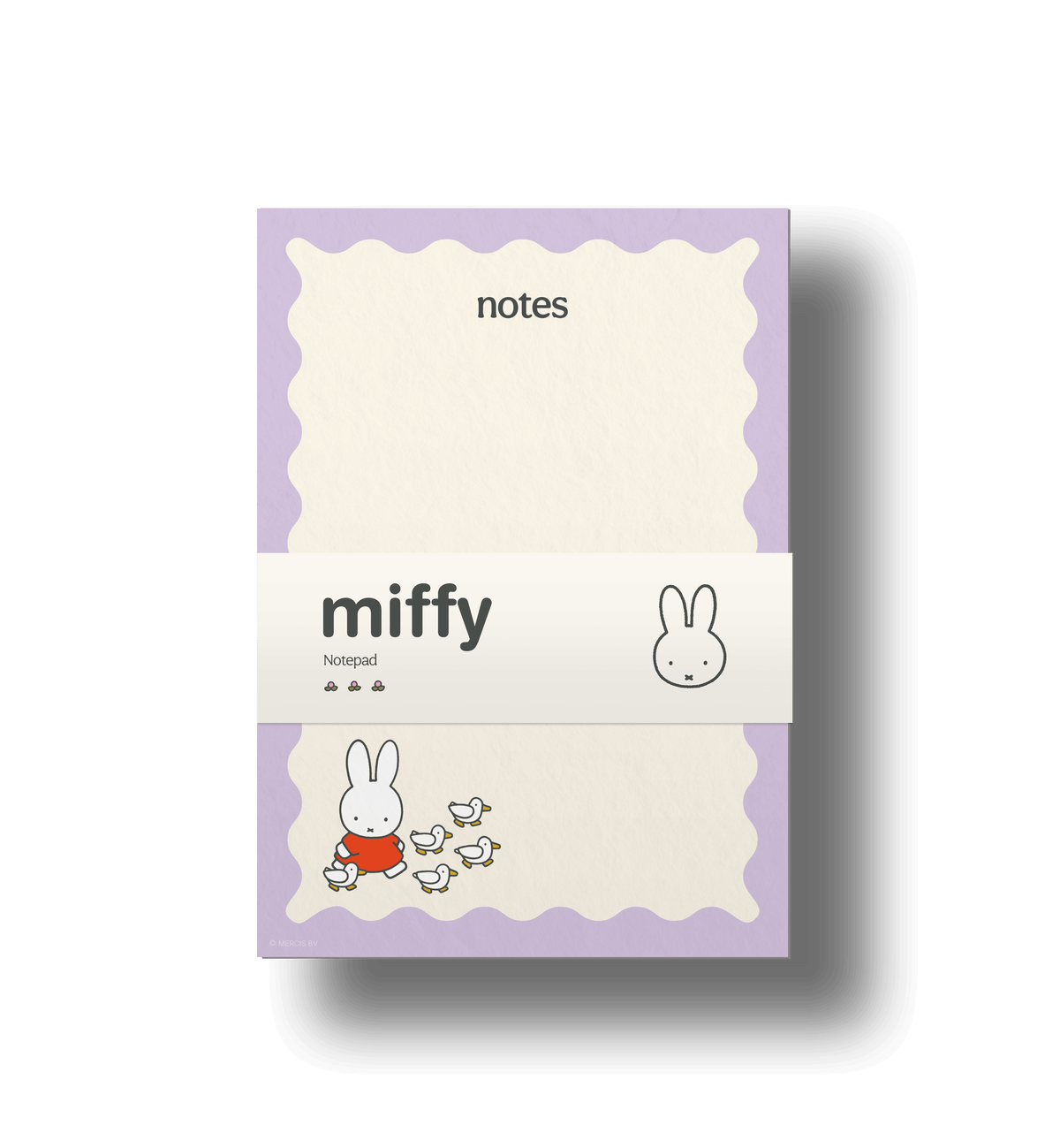 Miffy-themed notepad with a rabbit character on a black background