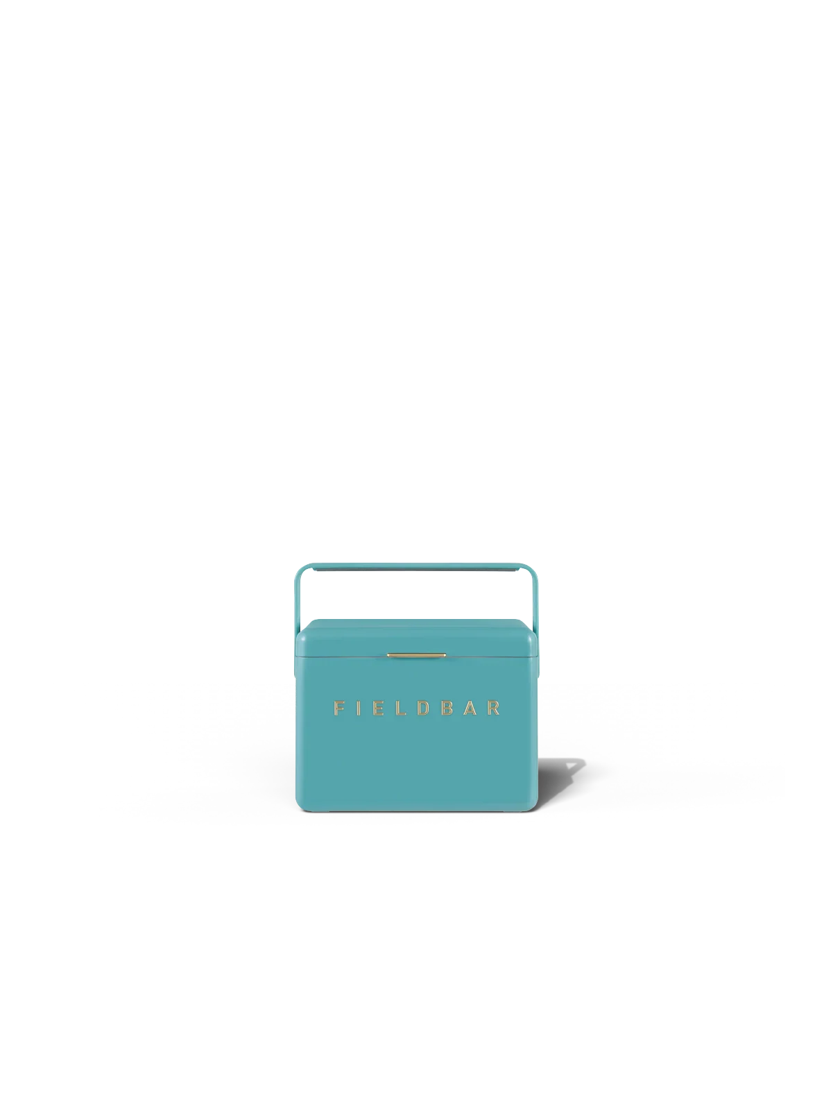 FIELDBAR The Mini Bar in blue colour with gold logo on the front on the white background