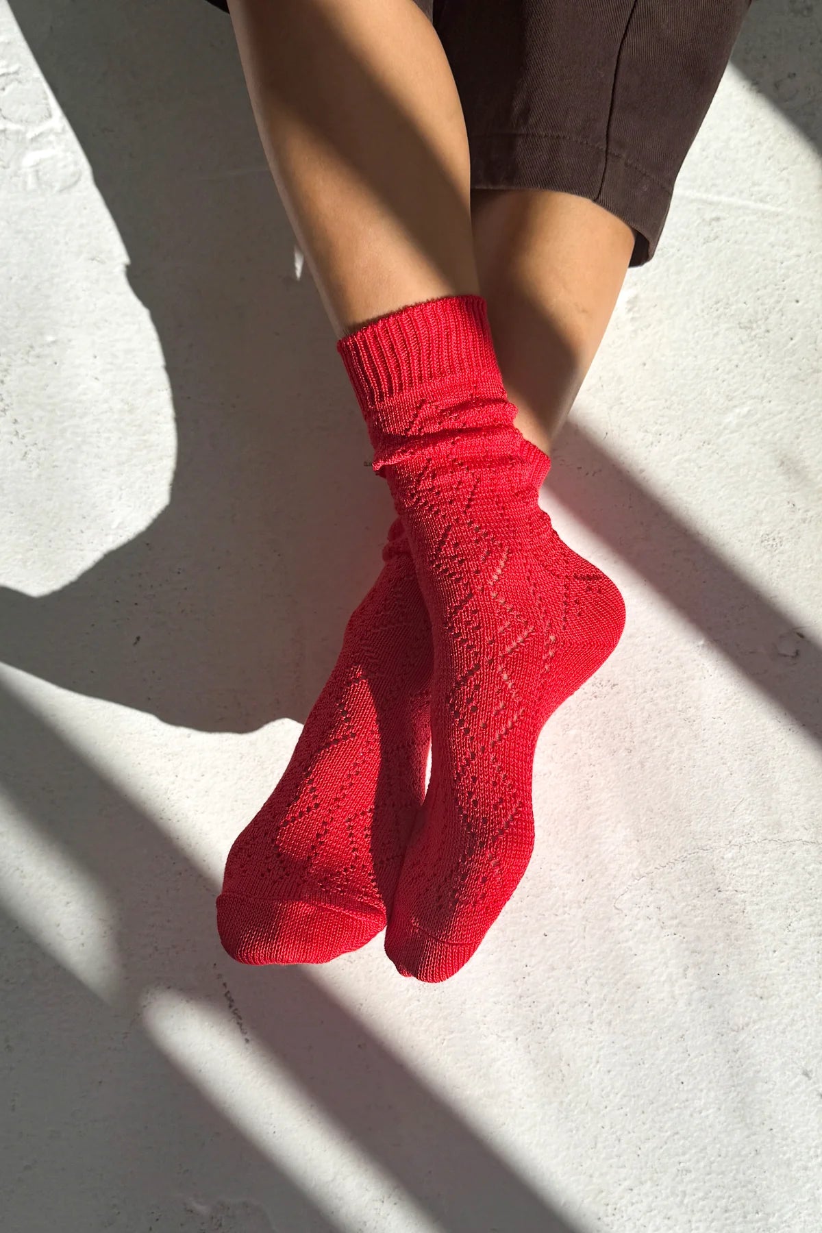Le Bon Shoppe Modal Eyelet Socks - Poppy Red