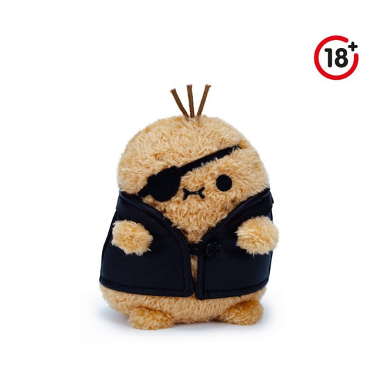 Nodoll soft toy ricespud in black costume on white background 