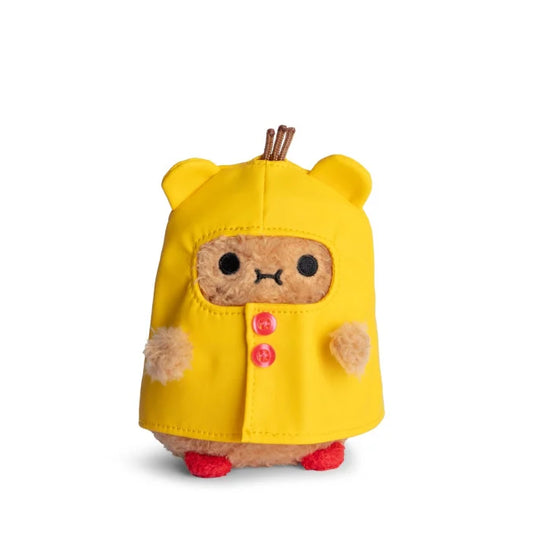 Plush toy with a yellow raincoat on a white background