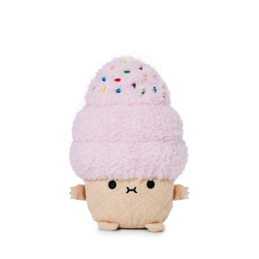 Plush toy resembling a cotton candy ice cream cone on a white background