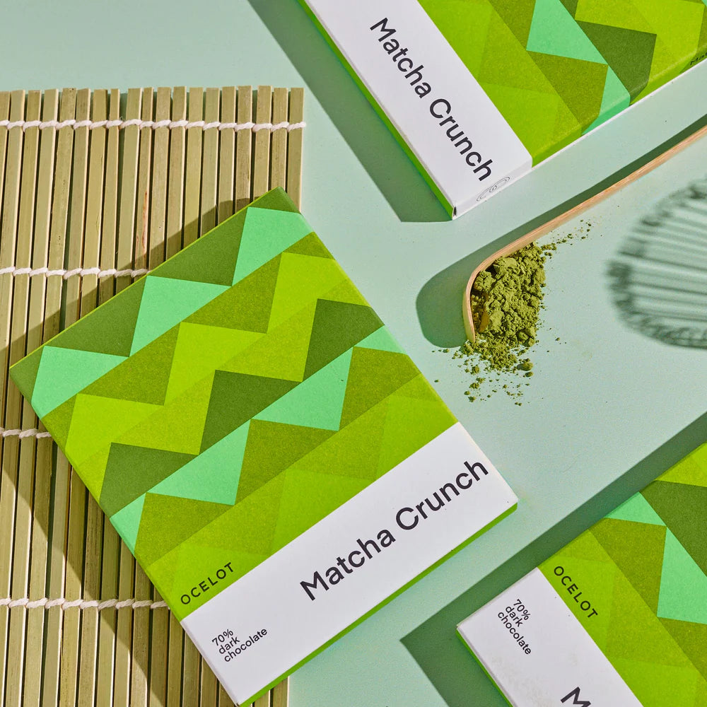 Ocelot Matcha Crunch - Organic 70% Dark Chocolate Bar