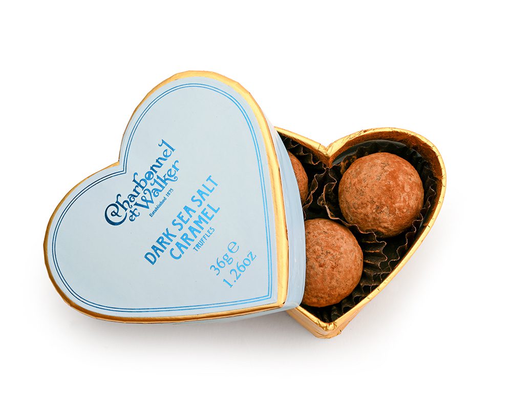 Charbonnel et Walker - Dark Sea Salt Caramel Truffles Blue Heart