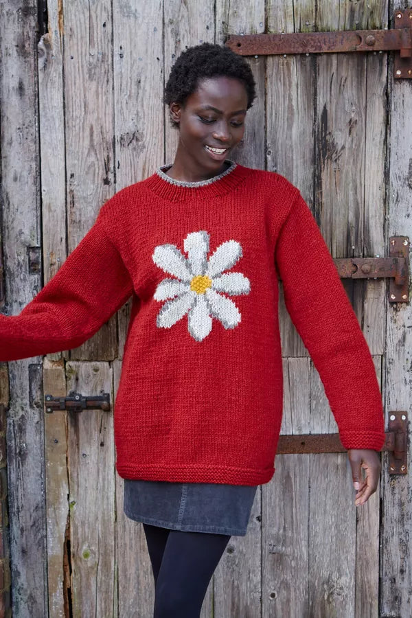 Wool Pachamama Daisy Sweater in  Red