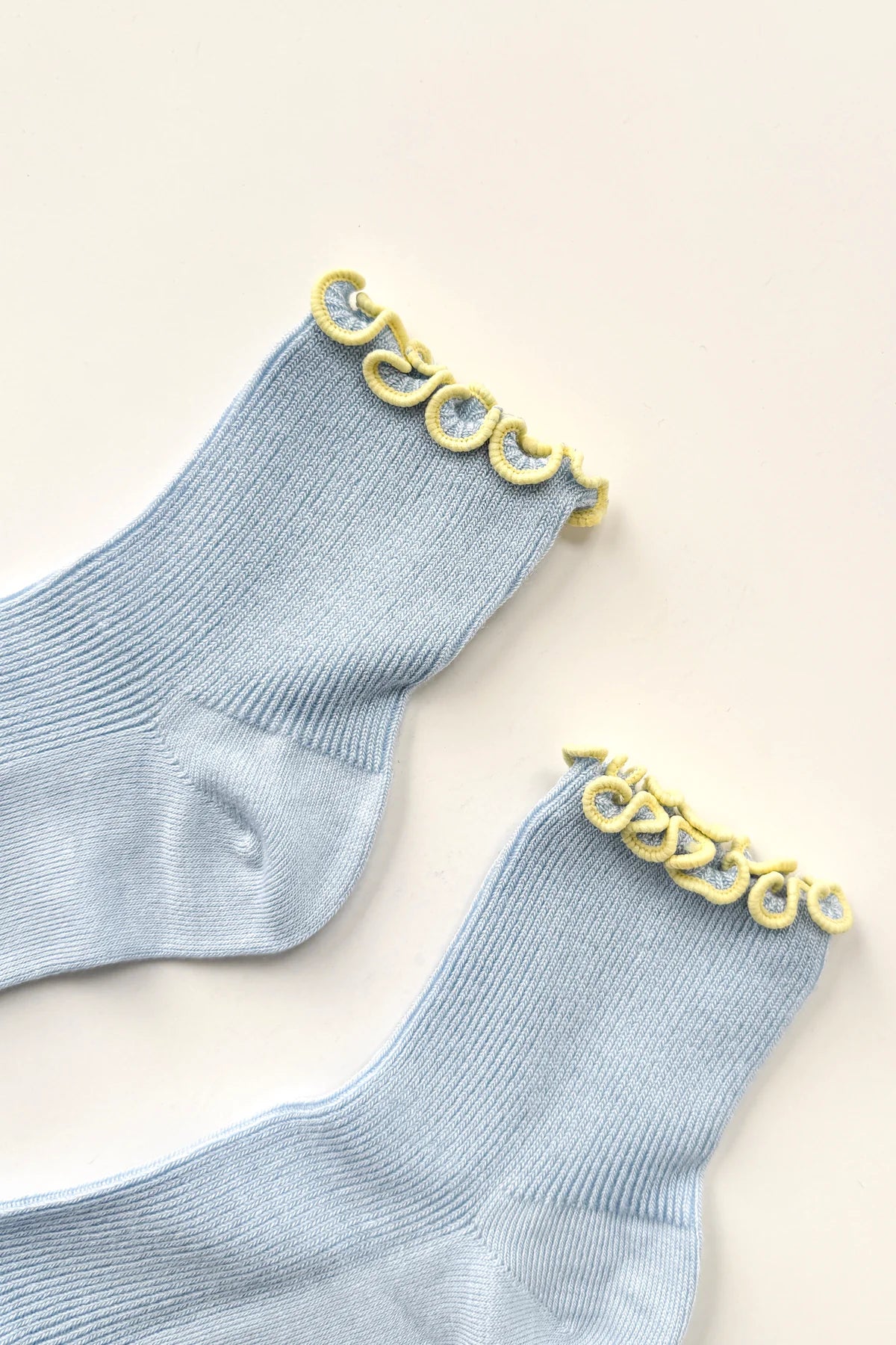 Le Bon Shoppe Petite Ruffled Modal Socks - Baby Blue/Butter