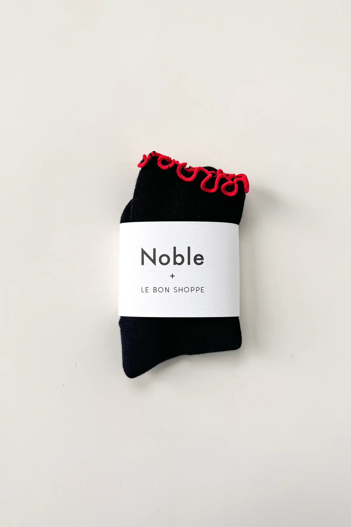 Le Bon Shoppe Petite Ruffled Modal Socks - Black/Red