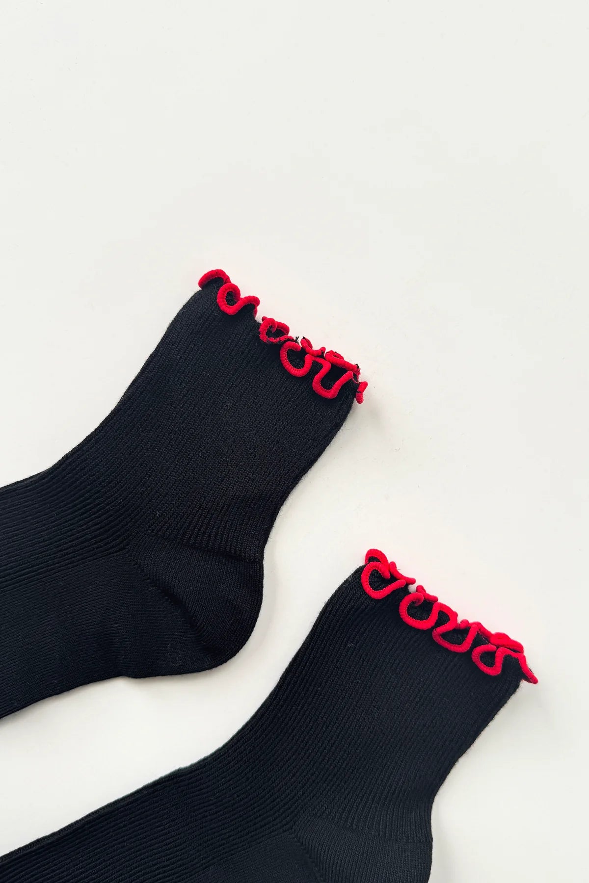 Le Bon Shoppe Petite Ruffled Modal Socks - Black/Red