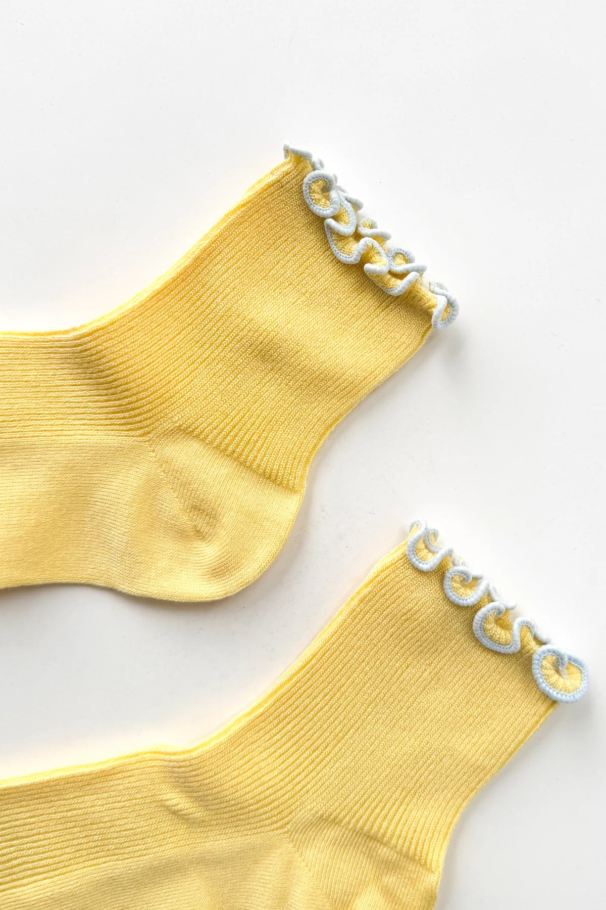 Le Bon Shoppe Petite Ruffled Modal Socks - Butter/Baby Blue