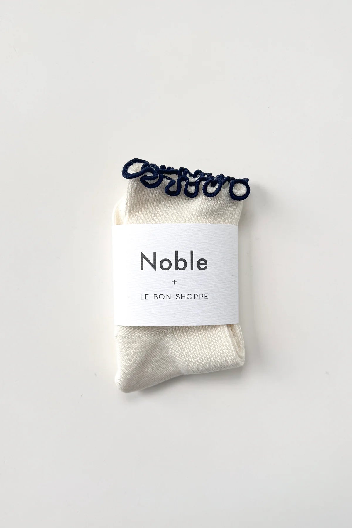 Le Bon Shoppe Petite Ruffled Modal Socks - Soft White/Navy