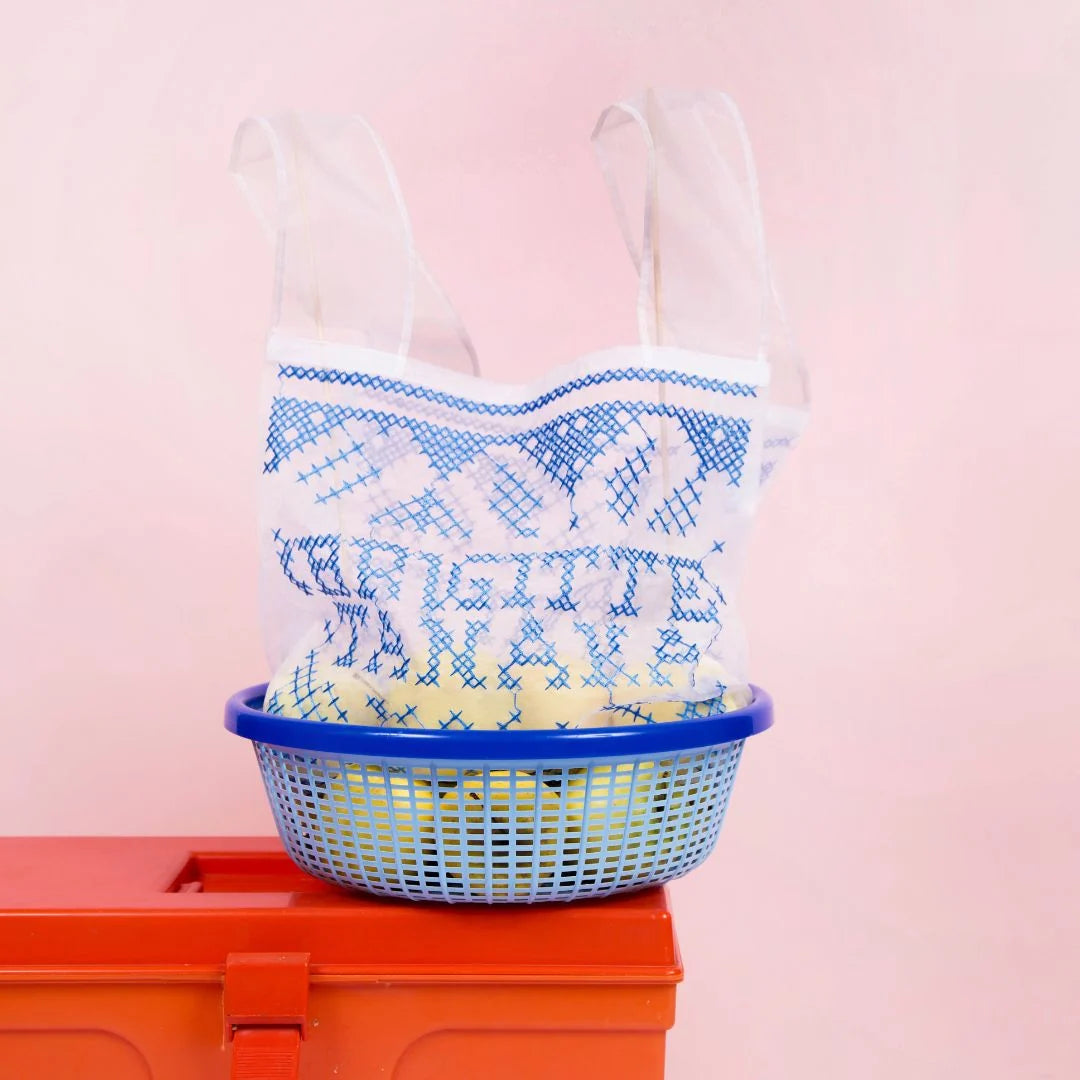 Brigitte Tanaka Point Croix Blue Organza Bag