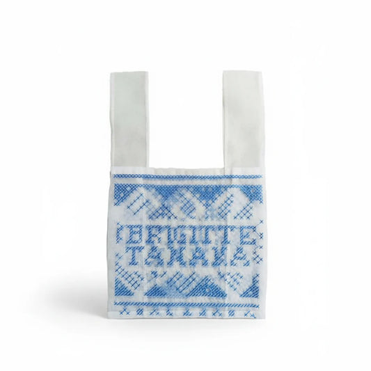 Brigitte Tanaka Point Croix Blue Mesh Organza Bag on a white background 