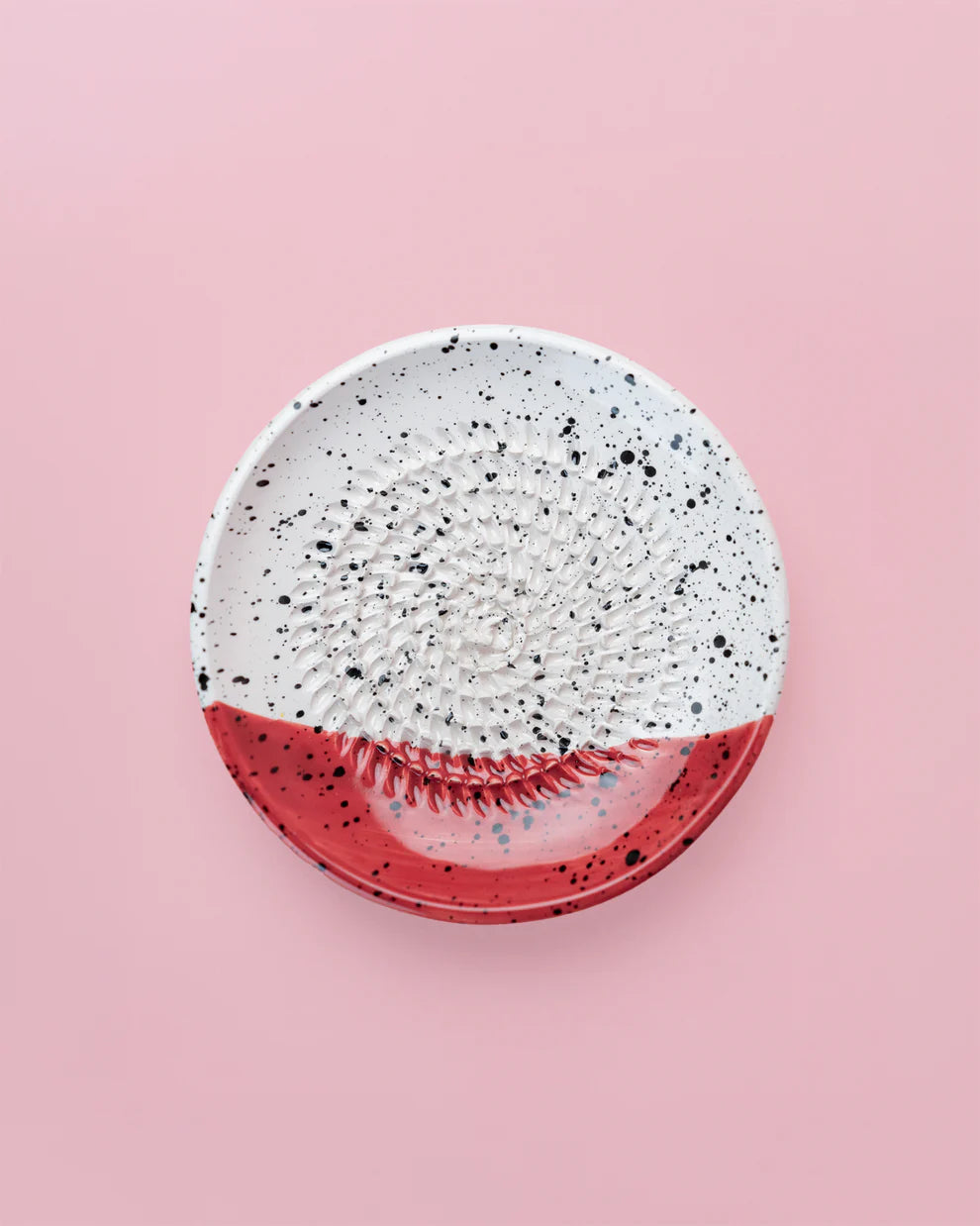 Tierra Cocida Ceramic Garlic Grater Plate - Small Red/Blue Riviera